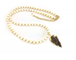 Ivory Bone Bead Arrowhead Necklace