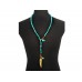 Turquoise Gold Bead Horn Pendant Necklace Turquoise Gold Bead Horn Pendant Necklace