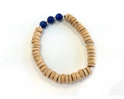 Blue Miracle Bead Natural Coco Wood Stretch Bracelet