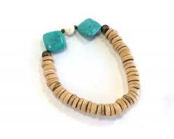Turquoise Diamond Fresh Water Pearl Beige Coco Bracelet