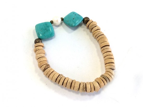 Turquoise Diamond Fresh Water Pearl Beige Coco Bracelet Turquoise Diamond Fresh Water Pearl Beige Coco Bracelet