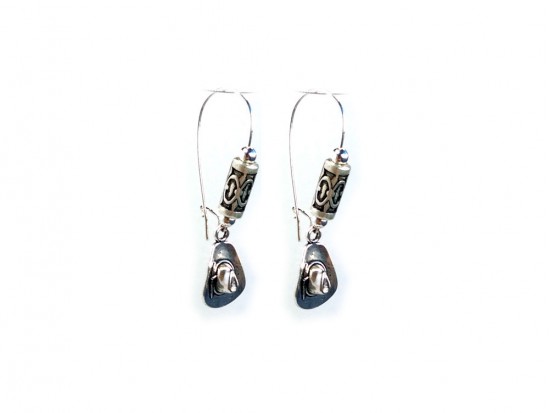Silver Tube Cowboy Hat Wire Earrings