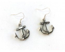 Silver Anchor Rope Hook Earrings