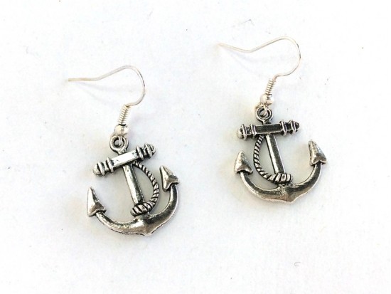 Silver Anchor Rope Hook Earrings Silver Anchor Rope Hook Earrings