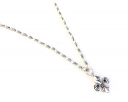 Silver Pearl Fleur De Lis Chain Link Necklace