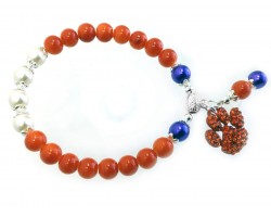 Orange White Purple Pearl Paw Print Stretch Bracelet