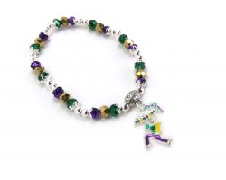 Mardi Gras Umbrella Man Crystal Stretch Bracelet