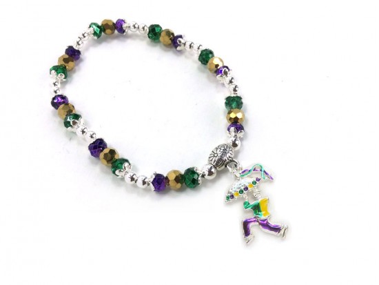 Mardi Gras Umbrella Man Crystal Stretch Bracelet