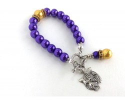 Purple Gold Pearl Tiger Stretch Toggle Bracelet