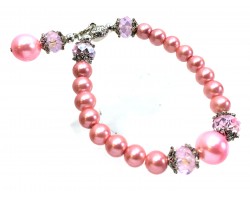 Pink Crystal Pearl Stretch Bracelet