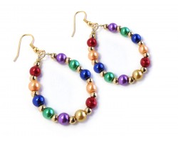 Multi Pearl Teardrop Gold Hook Earrings