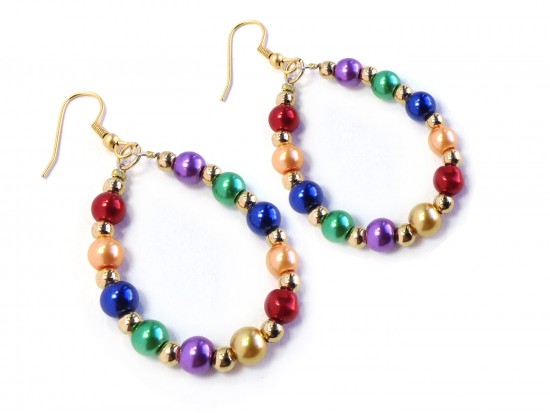 Multi Pearl Teardrop Gold Hook Earrings