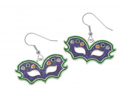 Mardi Gras Colored Mask Hook Earrings