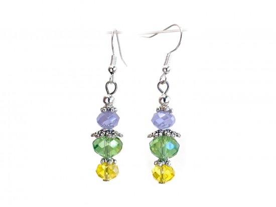 Easter Multi Crystal Silver Hook Earrings