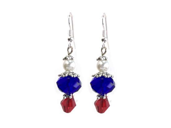 Red White Blue Crystal Hook Earrings Red White Blue Crystal Hook Earrings