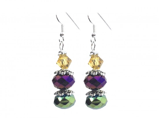 Mardi Gras Crystal Dangle Hook Earring