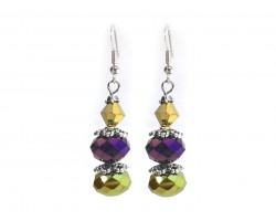 Purple Gold Crystal Dangle Hook Earring