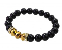 Black Pearl Gold Crystal Stretch Bracelets