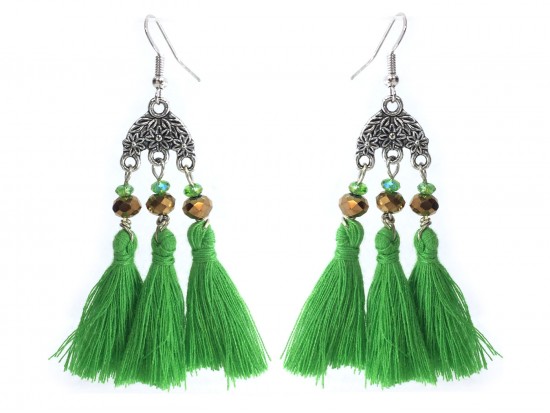 Green Chandelier Crystal Tassel Hook Earrings Green Chandelier Crystal Tassel Hook Earrings
