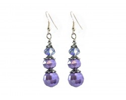 Lilac Faceted Pearlized Bead  Hook Earring