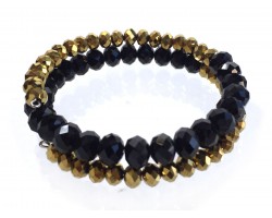 Black Gold Crystal Bead Memory Wire Coil Bracelet Black Gold Crystal Bead Memory Wire Coil Bracelet