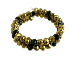 Gold Black Crystal Memory Wire Bracelet