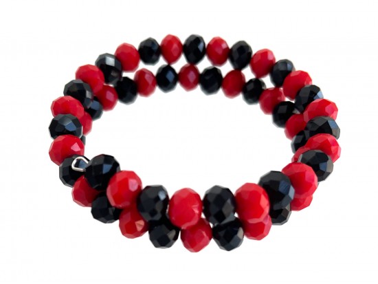 Red Black Crystal Alternate Memory Wire Coil Bracelet