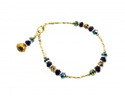 Mardi Gras Crystal Gold Twist Tube Bead Bracelet