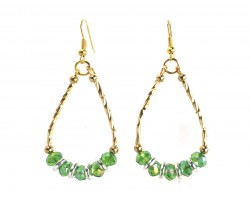Peridot Crystal Gold Twist Tube Teardrop Earring Peridot Crystal Gold Twist Tube Teardrop Earring