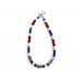 Red White Blue Crystal Filigree Barrel Bead Necklace