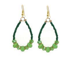 Green Crystal Tiny Bead Teardrop Earring