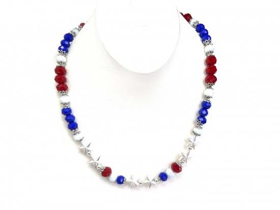 USA Crystal Filigree Star Bead Necklace