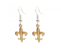 Gold Matte Fleur De Lis Hook Earring