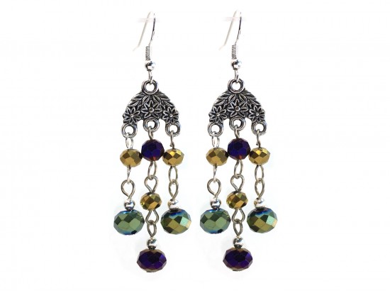 Mardi Gras Crystal Chandelier Silver Hook Earrings Mardi Gras Crystal Chandelier Silver Hook Earrings