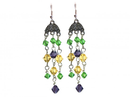 Mardi Gras Crystal Chandelier Hook Earrings Mardi Gras Crystal Chandelier Hook Earrings