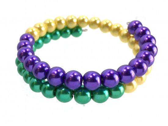Mardi Gras Pearl Memory Wire Coil Bracelet Mardi Gras Pearl Memory Wire Coil Bracelet