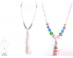 Easter Multi Crystal Tassel Necklace