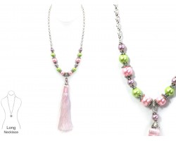 Easter Multi Pearl Tassel Necklace