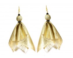 Gold Black Penalty Flag Hook Earrings