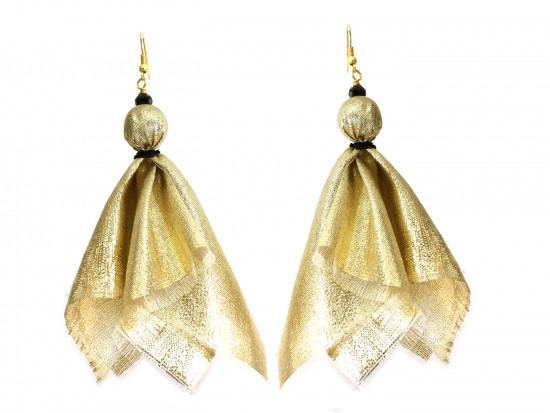 Gold Black Penalty Flag Hook Earrings