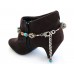 Brown Cross Turq Stone Boot Shoe Jewelry