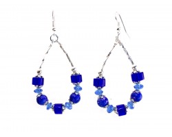 Blue Bead Crystal Teardrop Hook Earrings Blue Bead Crystal Teardrop Hook Earrings
