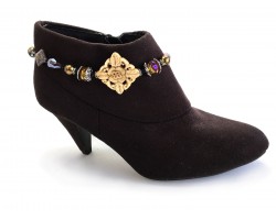 Brown Carved Diamond Bone Crystal Boot Shoe Jewelry