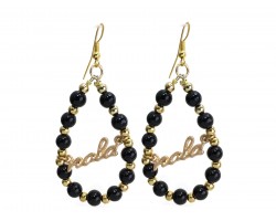 Gold NOLA Black Gold Bead Teardrop Earrings