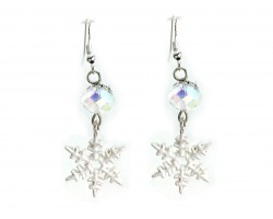Xmas White Snowflake Crystal Hook Earrings