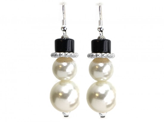 Xmas Snowman Silver Hook Earrings