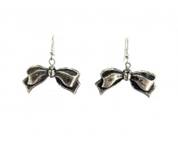 Silver Bow Hook Earrings