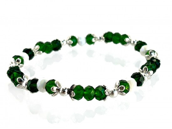Green White Crystal Stretch Bracelet