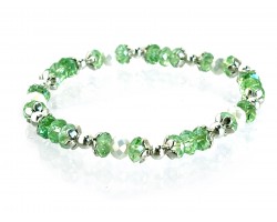 Light Green White Crystal Stretch Bracelet