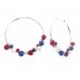 Red White Blue Pearl Wire Wrap Silver Tube Hoop Earring Red White Blue Pearl Wire Wrap Silver Tube Hoop Earring